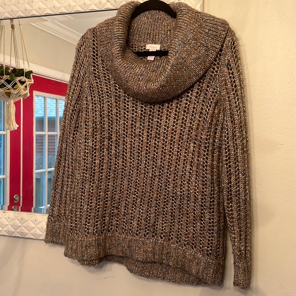 Chico’s Cowl Neck Sweater, Size 2 (L)